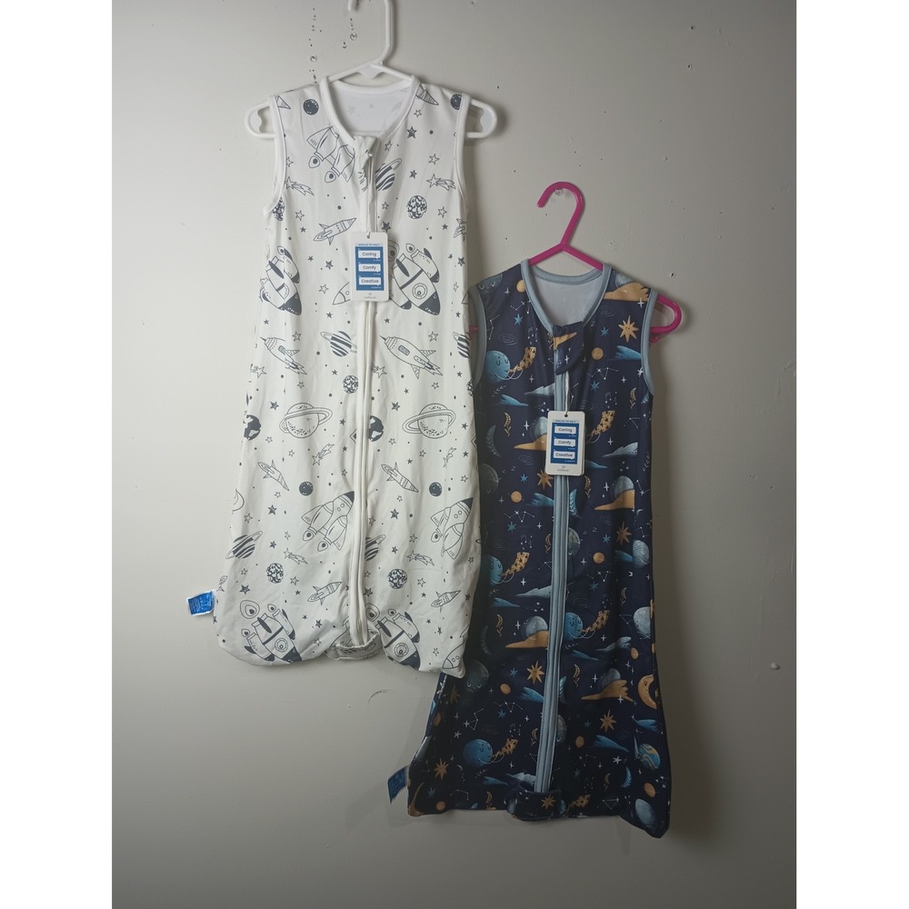 Totbasic‎ Baby Sleep Sack 2 Pack Space Rocket Planets Navy White Size S NWT